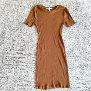 Eye candy Dress Women's Med Rust Orange Ribbed Bodycon
